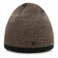 Ciepła, Dwuwarstwowa Czapka Beanie - Pako Jeans - Beżowy Melanż. Brązowe czapki męskie Pako Jeans, na zimę, bez wzorów, z jeansu. Za 45.00 zł.