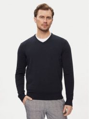 Bugatti Sweter 7300 95510 Granatowy Regular Fit. Niebieskie swetry męskie Bugatti, m, bez wzorów, z bawełny, bez kołnierzyka, bez ramiączek. Za 319.99 zł.