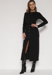 Czarna Sukienka Koszulowa z Wiskozą Guzikami i Paskiem Vetienne. Czarne sukienki damskie Born2be, na co dzień, l, bez wzorów, z wiskozy, bez kołnierzyka, bez ramiączek, maxi, koszulowe. Za 129.99 zł.