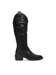JENNY Kowbojki CEO-HY60231-1 Czarny. Czarne kozaki damskie Jenny, bez wzorów, z materiału, bez obcasa, na słupku, bez zapięcia. Za 249.99 zł.
