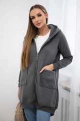 Bluza ocieplana z suwakiem z tyłu grafitowa. Szare bluzy damskie KESI, l, bez wzorów, z bawełny, bez ramiączek, bez kaptura. Za 258.24 zł.