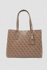 GUESS Brązowa damska shopperka Katya Multi. Brązowe shopperki damskie Guess, z aplikacjami, ze skóry ekologicznej, bez dodatków. W wyprzedaży za 529.99 zł.