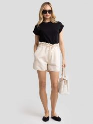 Szorty damskie paperbag kremowe Oliana 103. Białe szorty damskie BIG STAR, bez wzorów, z dzianiny, eleganckie. W wyprzedaży za 59.99 zł.