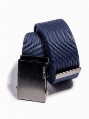 Pasek męski parciany z metalową klamrą - granatowy A376 - uniwersalny. Niebieskie paski męskie Ombre Clothing. Za 41.99 zł.