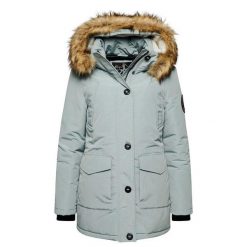 Parka z kapturem z syntetycznym futrem damska Superdry Everest. Szare parki damskie Superdry, bez wzorów, z syntetyku, z kapturem. W wyprzedaży za 480.80 zł.