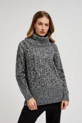 Sweter z grubym goltem czarny. Czarne swetry nierozpinane damskie MOODO, l, bez wzorów, z elastanu, bez kołnierzyka, bez ramiączek. W wyprzedaży za 59.99 zł.