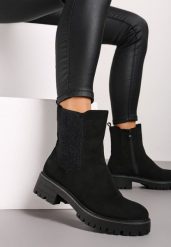 Czarne Płaskie Botki w Stylu Sztybletów z Elastyczną Wstawką Belarielle. Czarne botki damskie Born2be, bez wzorów, z jeansu, eleganckie, bez obcasa, na obcasie, bez zapięcia. Za 139.99 zł.