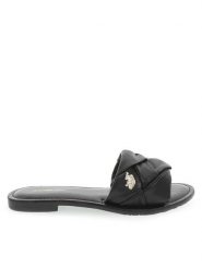 U.S. Polo Assn. Klapki Linda LINDA003 LTH Czarny. Czarne klapki damskie U.S. Polo Assn., bez wzorów, ze skóry, bez obcasa, bez zapięcia. Za 229.99 zł.