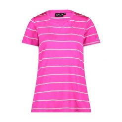 Koszulka w paski z okrągłym dekoltem damska CMP. Fioletowe bluzki damskie CMP, bez wzorów, sportowe, bez kołnierzyka, bez ramiączek. Za 135.45 zł.