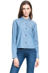 KOSZULA DAMSKA WRANGLER EXPLORER SHIRT LIGHT INDIGO W5R02SX4E 112130299. Niebieskie koszule damskie Wrangler, s, bez wzorów, bez kołnierzyka, bez ramiączek. Za 159.99 zł.