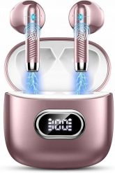 Słuchawki Bezprzewodowe Bluetooth z etui wyświetlacz LED Conyat J52 różówe. Czerwone słuchawki bezprzewodowe NoName. Za 32.99 zł.