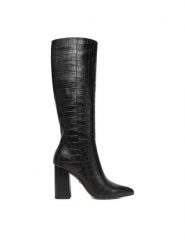 Nine West Kozaki CEO-RASHAAD-01 Czarny. Czarne kozaki damskie Nine West, bez wzorów, z materiału, bez obcasa, na słupku, bez zapięcia. Za 359.99 zł.