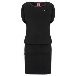 Damska sukienka pętelkowa Abvika czarna. Czarne sukienki damskie LOOP, xs, bez wzorów, sportowe, bez kołnierzyka, bez ramiączek, mini, sportowe. Za 146.99 zł.