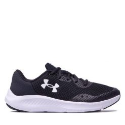 Buty do biegania Under Armour. Czarne obuwie sportowe damskie Under Armour, bez wzorów, bez zapięcia, do biegania. Za 149.99 zł.