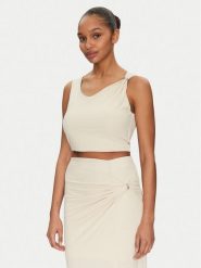 Guess Top W5GP22 KAQL2 Beżowy Regular Fit. Brązowe topy damskie Guess, s, z aplikacjami, bez kołnierzyka, bez ramiączek. Za 139.99 zł.