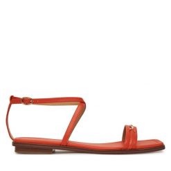 Sandały MICHAEL Michael Kors. Brązowe sandały damskie MICHAEL Michael Kors, bez wzorów, ze lnu, bez obcasa, na płaskiej podeszwie, bez zapięcia. Za 419.99 zł.
