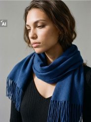 Szalik z frędzlami - niebieski. Niebieskie szaliki damskie Sinsay, bez wzorów. Za 15.99 zł.