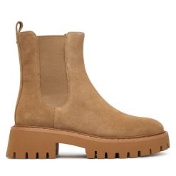 Sztyblety MICHAEL Michael Kors. Brązowe botki damskie MICHAEL Michael Kors, bez wzorów, bez obcasa, na płaskiej podeszwie, bez zapięcia. Za 879.99 zł.