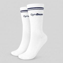 Skarpety unisex fitness 3/4 białe Crew. Białe skarpetki damskie GYMBEAM, z aplikacjami, z bawełny. Za 17.90 zł.