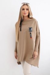 Bluza oversize z asymetrycznymi bokami camelowa. Bluzy damskie KESI, l, bez wzorów, z bawełny, bez ramiączek, bez kaptura. Za 209.11 zł.