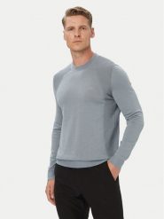 BOSS Sweter KN_Momentum 50558351 Szary Regular Fit. Szare swetry męskie Boss, m, bez wzorów, z bawełny, bez kołnierzyka, bez ramiączek. Za 629.99 zł.