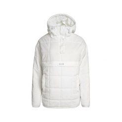 Damski płaszcz typu kangur z kapturem i kieszenią centralną DAPHNE. Niebieskie płaszcze damskie IZAS, bez wzorów, z nylonu, sportowe, bez kołnierzyka, z kapturem. Za 443.43 zł.