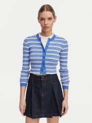 Tommy Jeans Kardigan DW0DW22314 Niebieski Slim Fit. Niebieskie kardigany damskie Tommy Jeans, s, bez wzorów, z bawełny, bez kołnierzyka. Za 409.99 zł.