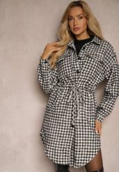 Czarna Koszulowa Sukienka Szmizjerka w Kratkę Vichy z Kieszeniami i Paskiem Daislen. Czarne sukienki damskie Renee, na co dzień, m, bez wzorów, eleganckie, bez kołnierzyka, bez ramiączek, kopertowe. Za 129.99 zł.