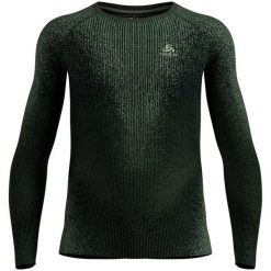 Bielizna termoaktywna z długim rękawem Odlo BL TOP crew neck l/s. Zielona koszule nocne damskie ODLO, bez wzorów, bez ramiączek. Za 459.99 zł.