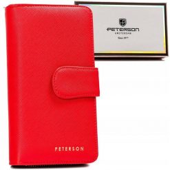 Portfel damski Peterson PTN 008-SAF czerwony. Czerwone portfele damskie Peterson, ze skóry ekologicznej. Za 56.00 zł.