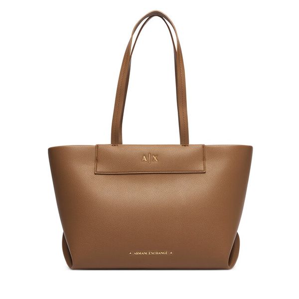 Torebka Armani Exchange. Brązowe shopperki damskie Armani Exchange, bez wzorów, bez dodatków. Za 654.99 zł.