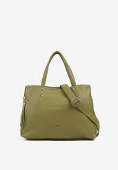 Zielona Torebka Duża Shopper z Bocznym Suwakiem Soravine. Zielone shopperki damskie Renee, bez wzorów, z jeansu, duże, bez dodatków. Za 149.99 zł.