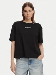 Karl Lagerfeld Jeans T-Shirt B2W17077 Czarny Regular Fit. Czarne t-shirty damskie Karl Lagerfeld Jeans, xs, bez wzorów, z bawełny, bez kołnierzyka, bez ramiączek. Za 290.99 zł.