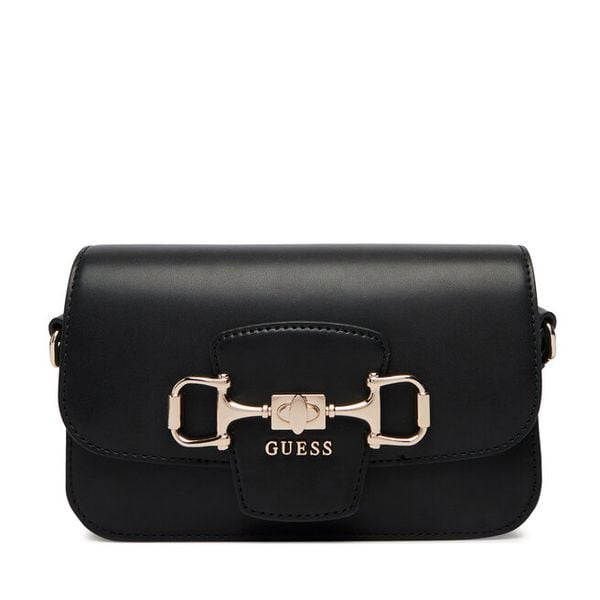 Torebka Guess. Czarne listonoszki damskie Guess, z aplikacjami, bez dodatków. Za 324.99 zł.