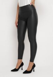Czarne Legginsy z Ekoskóry z Szerokim Pasem w Talii Sennallas. Czarne legginsy damskie Born2be, bez wzorów, z jeansu. Za 44.99 zł.