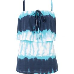 Top shirtowy batikowy bonprix morski z nadrukiem. Niebieskie topy damskie bonprix, bez wzorów, bez kołnierzyka, bez ramiączek. Za 27.99 zł.
