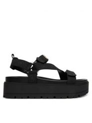 Guess Sandały FLJFTT FAL03 Czarny. Czarne sandały damskie Guess, z aplikacjami, z materiału, bez obcasa, na płaskiej podeszwie, bez zapięcia. Za 529.99 zł.