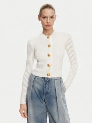Balmain Kardigan DF1KL190KF24 Biały Regular Fit. Białe kardigany damskie Balmain, bez wzorów, z wiskozy, bez kołnierzyka. Za 7,099.00 zł.