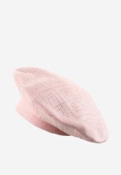Jasnoróżowa Czapka Beret z Geometrycznym Wzorem z Cyrkoniami Holindia. Czerwone czapki damskie Renee, bez wzorów, klasyczne. Za 39.99 zł.