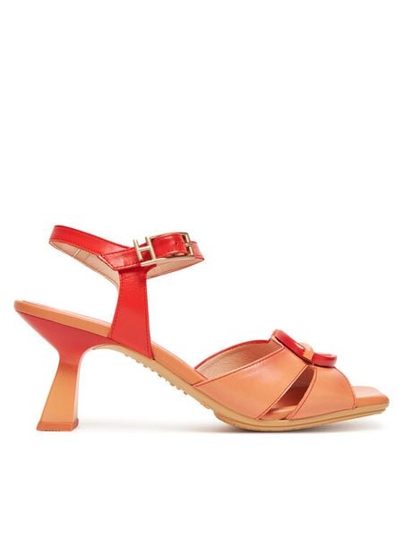 Hispanitas Sandały Danielle HV253880 Koralowy. Pomarańczowe sandały damskie Hispanitas, bez wzorów, ze skóry, bez obcasa, na słupku, bez zapięcia. Za 449.99 zł.