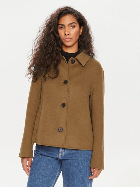 Tommy Hilfiger Kurtka przejściowa WW0WW42625 Brązowy Regular Fit. Brązowe kurtki damskie Tommy Hilfiger, bez wzorów, z wełny, bez kaptura. Za 1,359.00 zł.