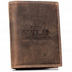 Portfel męski Always Wild N4-CHM-BL j. brązowy. Brązowe portfele męskie Always Wild, bez wzorów, z nubiku. Za 44.99 zł.
