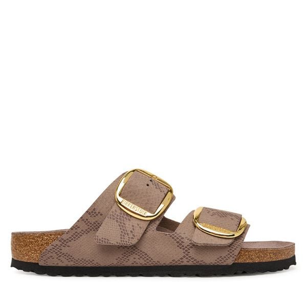 Klapki Birkenstock. Brązowe klapki damskie Birkenstock, bez wzorów, bez obcasa, bez zapięcia. Za 539.99 zł.