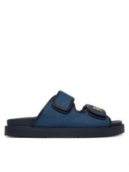 Tommy Hilfiger Klapki Double Strap Denim Sandal FW0FW09123 Niebieski. Niebieskie klapki damskie Tommy Hilfiger, bez wzorów, z denimu, bez obcasa, bez zapięcia. Za 489.99 zł.