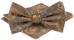 Mucha Męska z Poszetką w Zestawie - Alties - Stare Złoto, Paisley. Żółte krawaty i muchy Alties, bez wzorów, eleganckie. Za 65.00 zł.