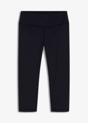Lekkie legginsy sportowe 3/4 z wygodnym paskiem. Czarne legginsy sportowe damskie bonprix, bez wzorów, ze skóry. Za 79.99 zł.