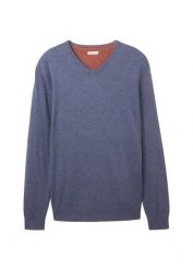 Cienki sweter z bawełny Tom Tailor. Niebieskie swetry męskie bonprix, m, bez wzorów, z bawełny, bez kołnierzyka, bez ramiączek. Za 129.99 zł.