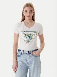 Guess T-Shirt W6RI35 J1314 Écru Slim Fit. T-shirty damskie Guess, s, z aplikacjami, z bawełny, bez kołnierzyka, bez ramiączek. Za 199.99 zł.