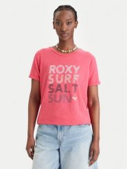 Roxy T-Shirt ERJZT06024 Różowy Regular Fit. Czerwone t-shirty damskie Roxy, s, bez wzorów, z bawełny, bez kołnierzyka, bez ramiączek. Za 92.99 zł.