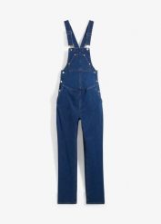 Dżinsy ciążowe ogrodniczki z regulowanym obwodem na wys. brzucha, Straight Leg. Niebieskie jeansy damskie bonprix, bez wzorów, z denimu, moda ciążowa. Za 219.99 zł.